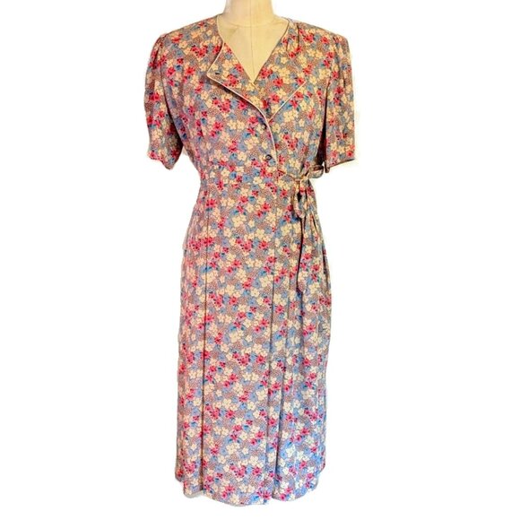 vintage Dresses & Skirts - Vintage 40's Inspired Floral Wrap Dress